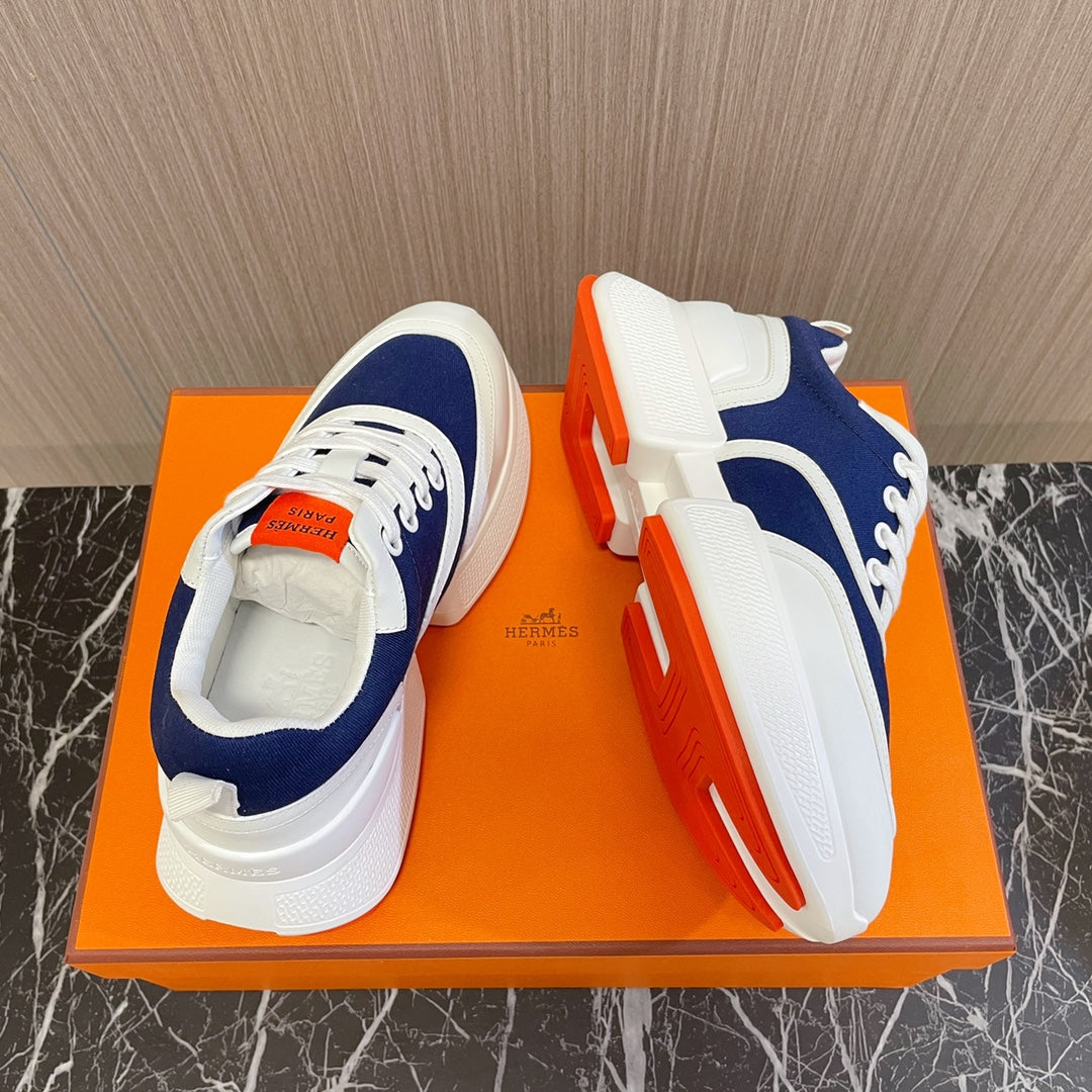 HM Giga 50 Sneaker Blue Canvas White Goatskin Orange