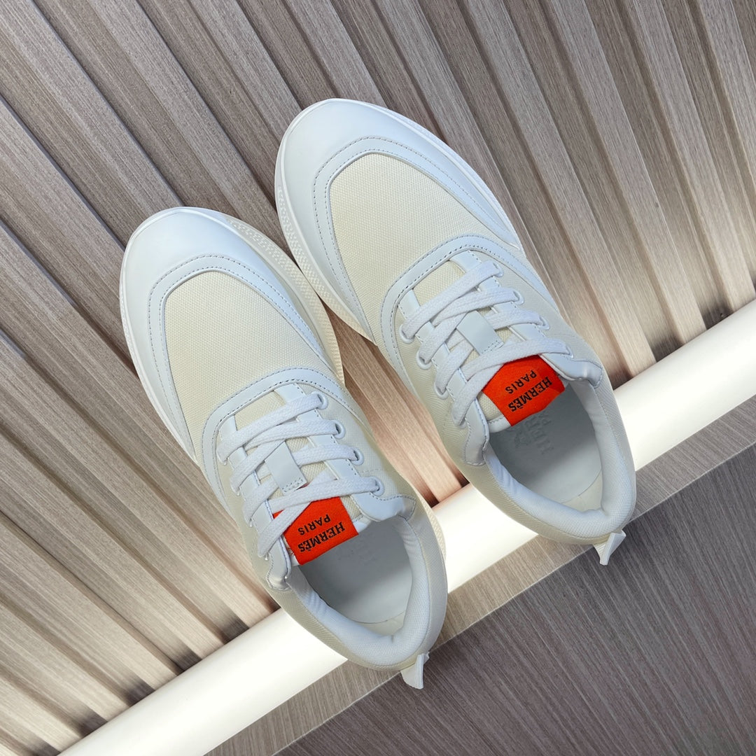 HM Giga 50 Sneaker Beige Canvas White Goatskin Orange