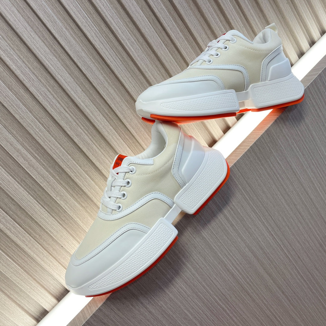 HM Giga 50 Sneaker Beige Canvas White Goatskin Orange