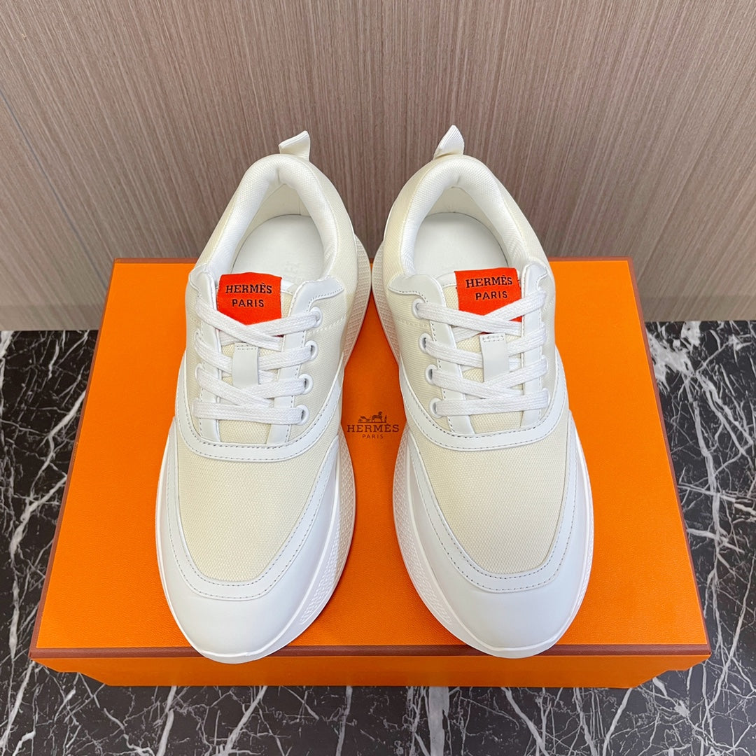 HM Giga 50 Sneaker Beige Canvas White Goatskin Orange