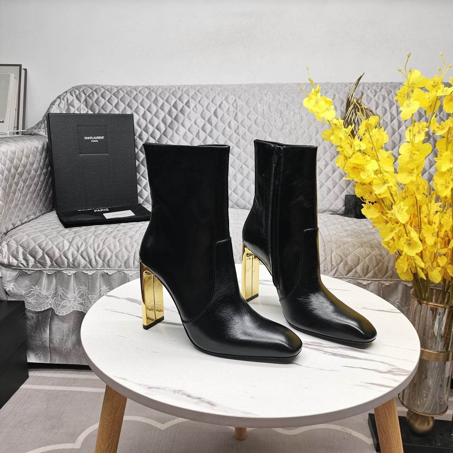 SL AUTEUIL HEELED ANKLE BOOT BLACK CALFSKIN