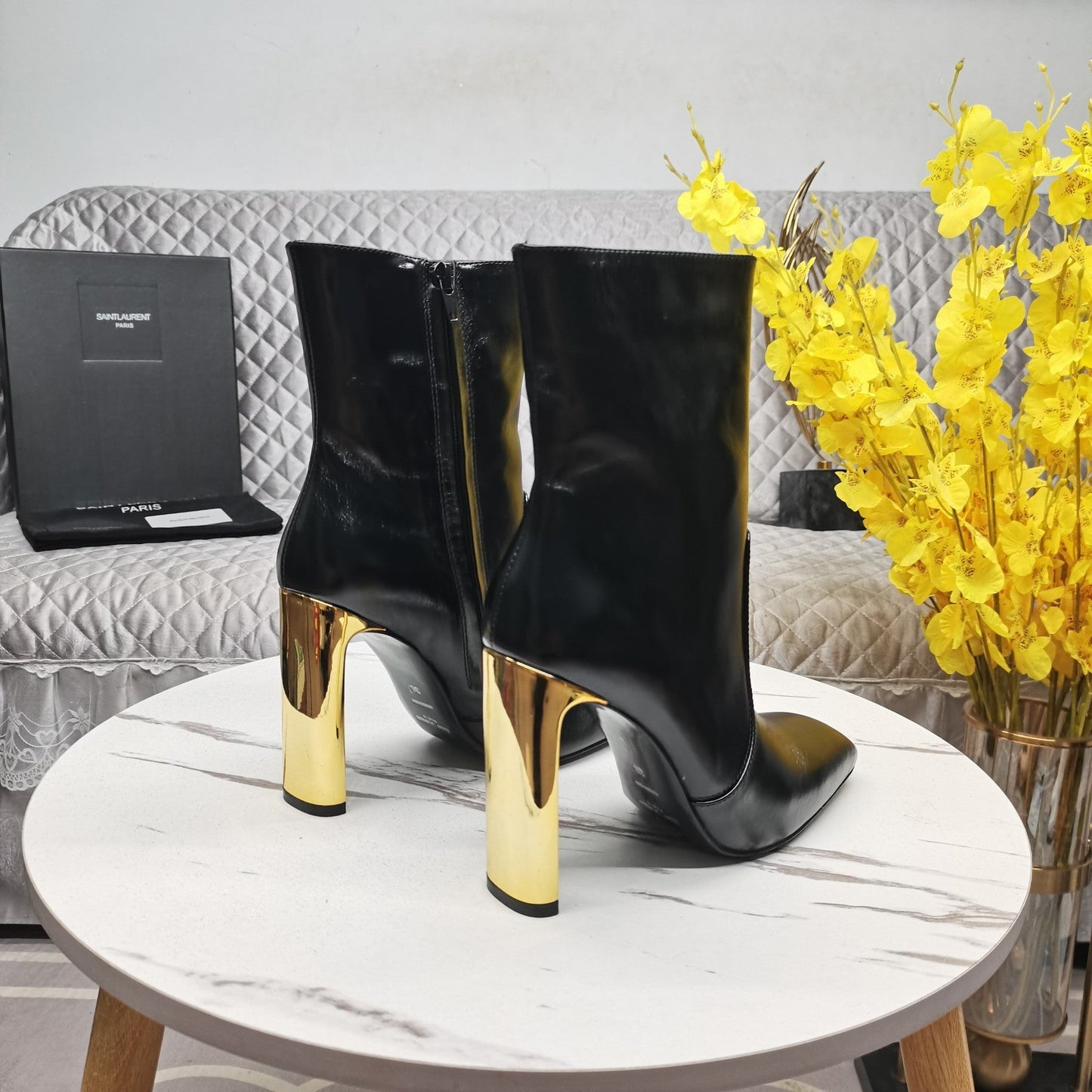 SL AUTEUIL HEELED ANKLE BOOT BLACK CALFSKIN