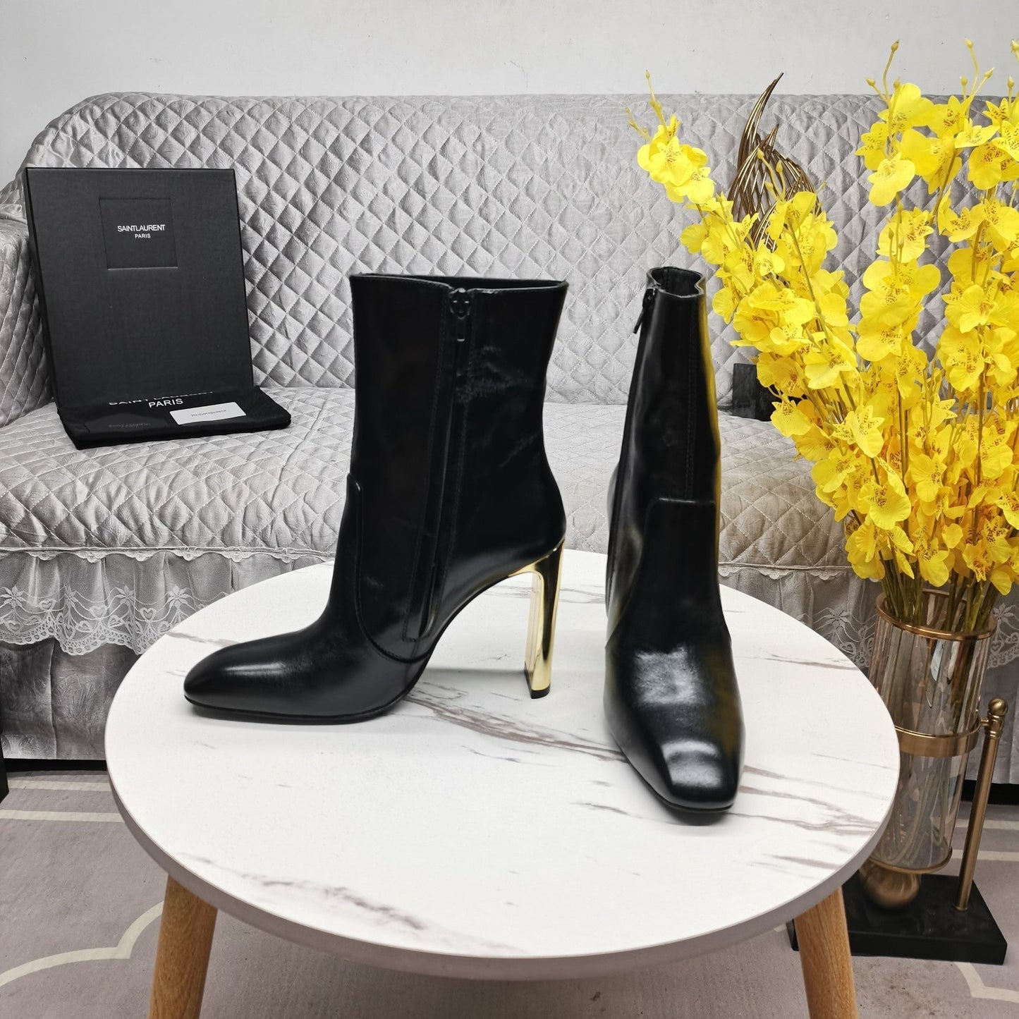 SL AUTEUIL HEELED ANKLE BOOT BLACK CALFSKIN