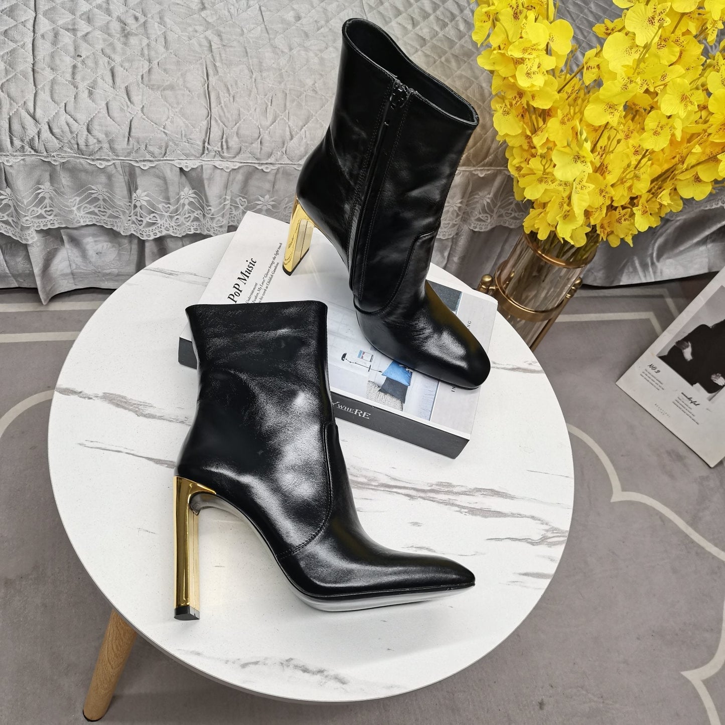 SL AUTEUIL HEELED ANKLE BOOT BLACK CALFSKIN