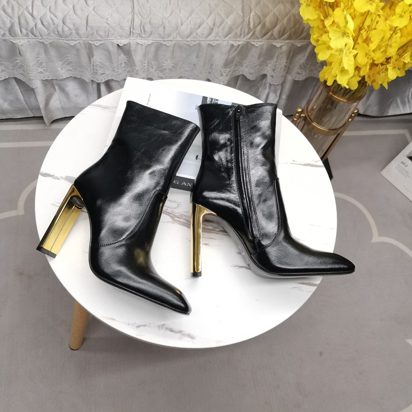 SL AUTEUIL HEELED ANKLE BOOT BLACK CALFSKIN