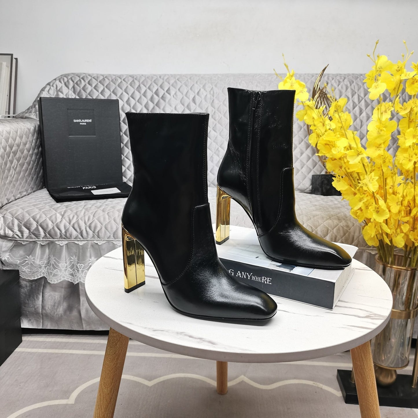 SL AUTEUIL HEELED ANKLE BOOT BLACK CALFSKIN