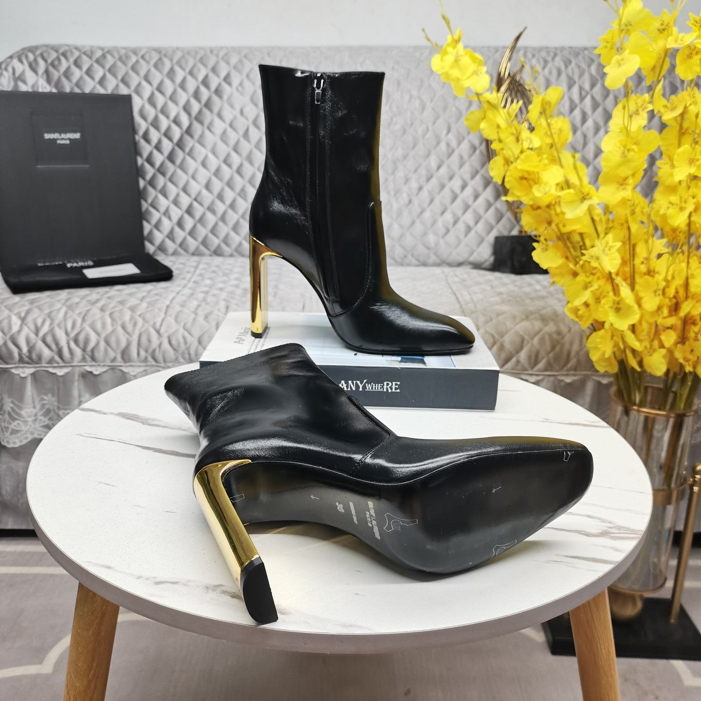 SL AUTEUIL HEELED ANKLE BOOT BLACK CALFSKIN