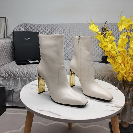 SL AUTEUIL HEELED ANKLE BOOT WHITE CALFSKIN