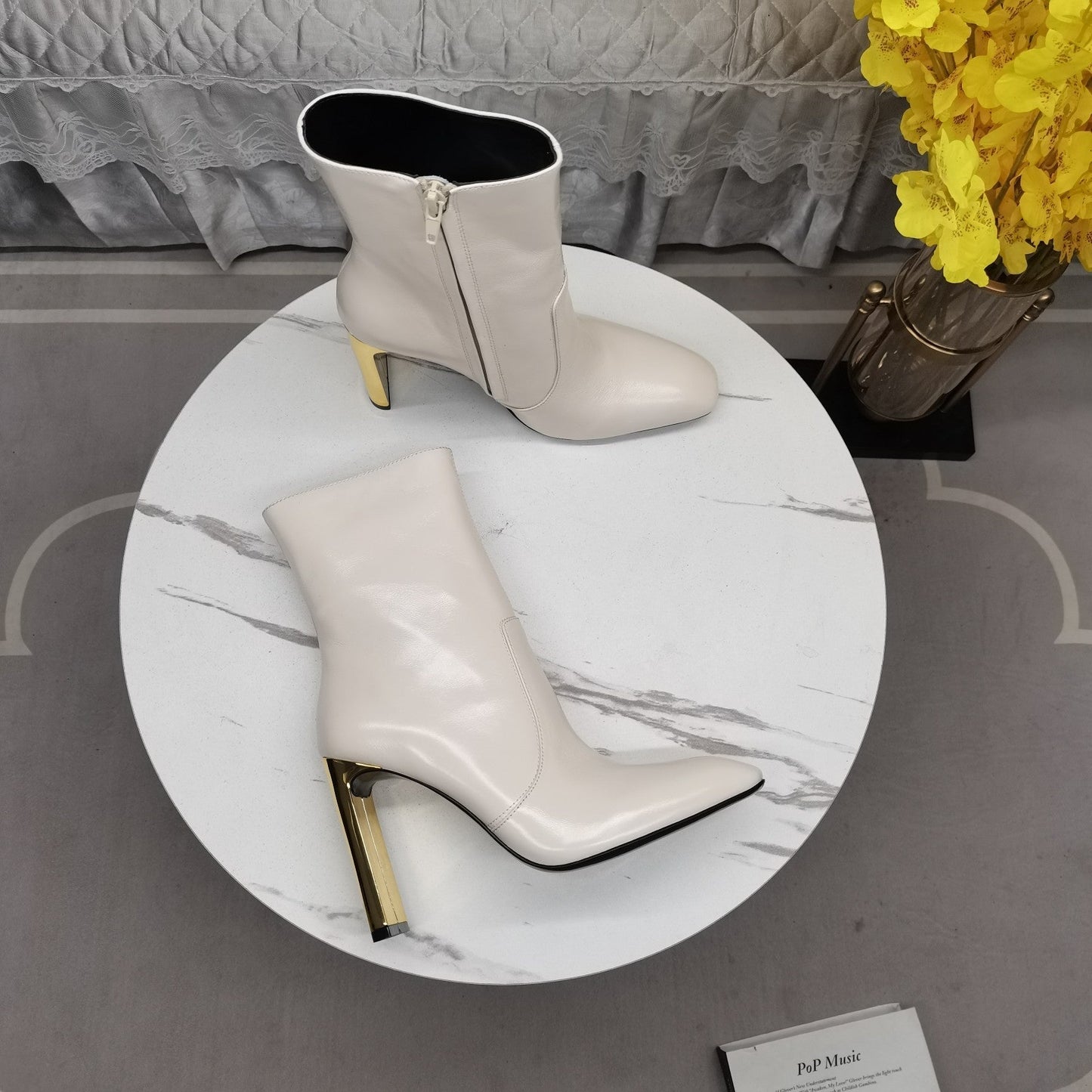 SL AUTEUIL HEELED ANKLE BOOT WHITE CALFSKIN