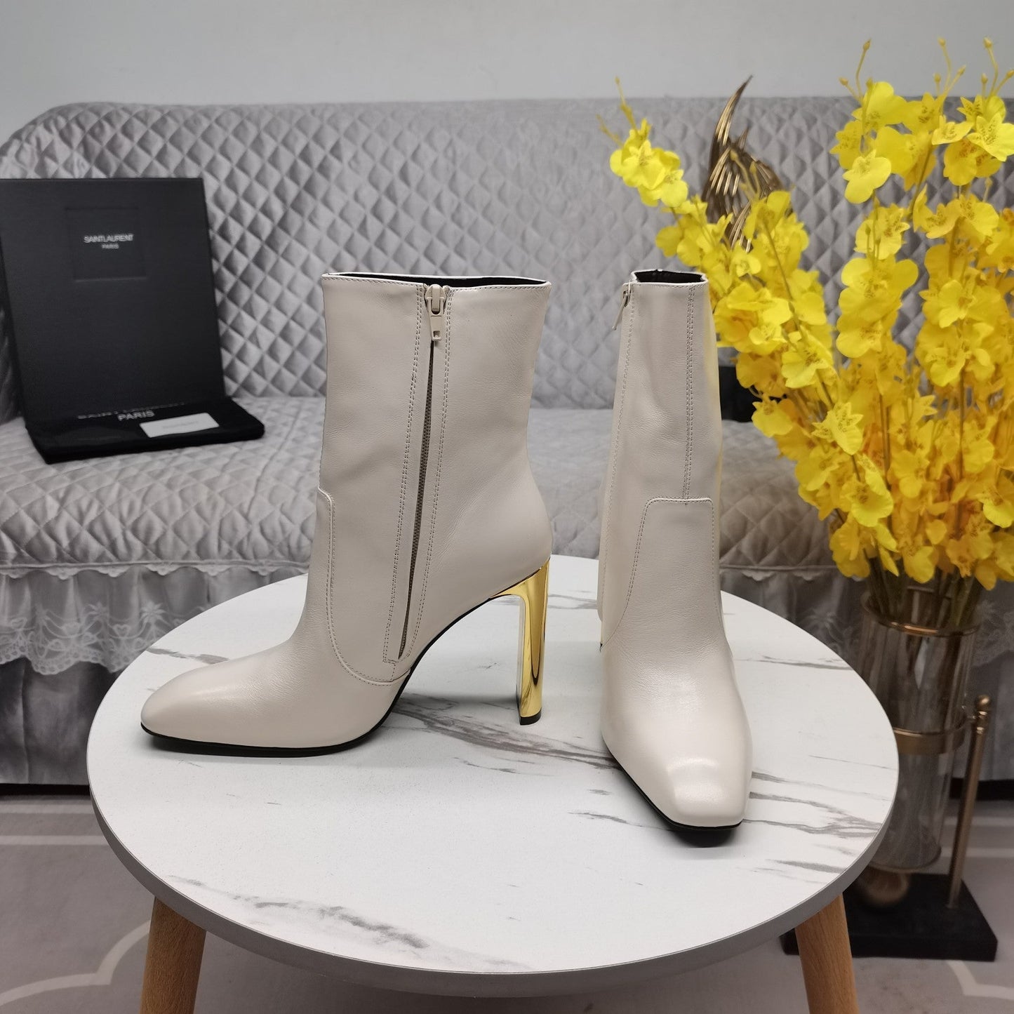 SL AUTEUIL HEELED ANKLE BOOT WHITE CALFSKIN