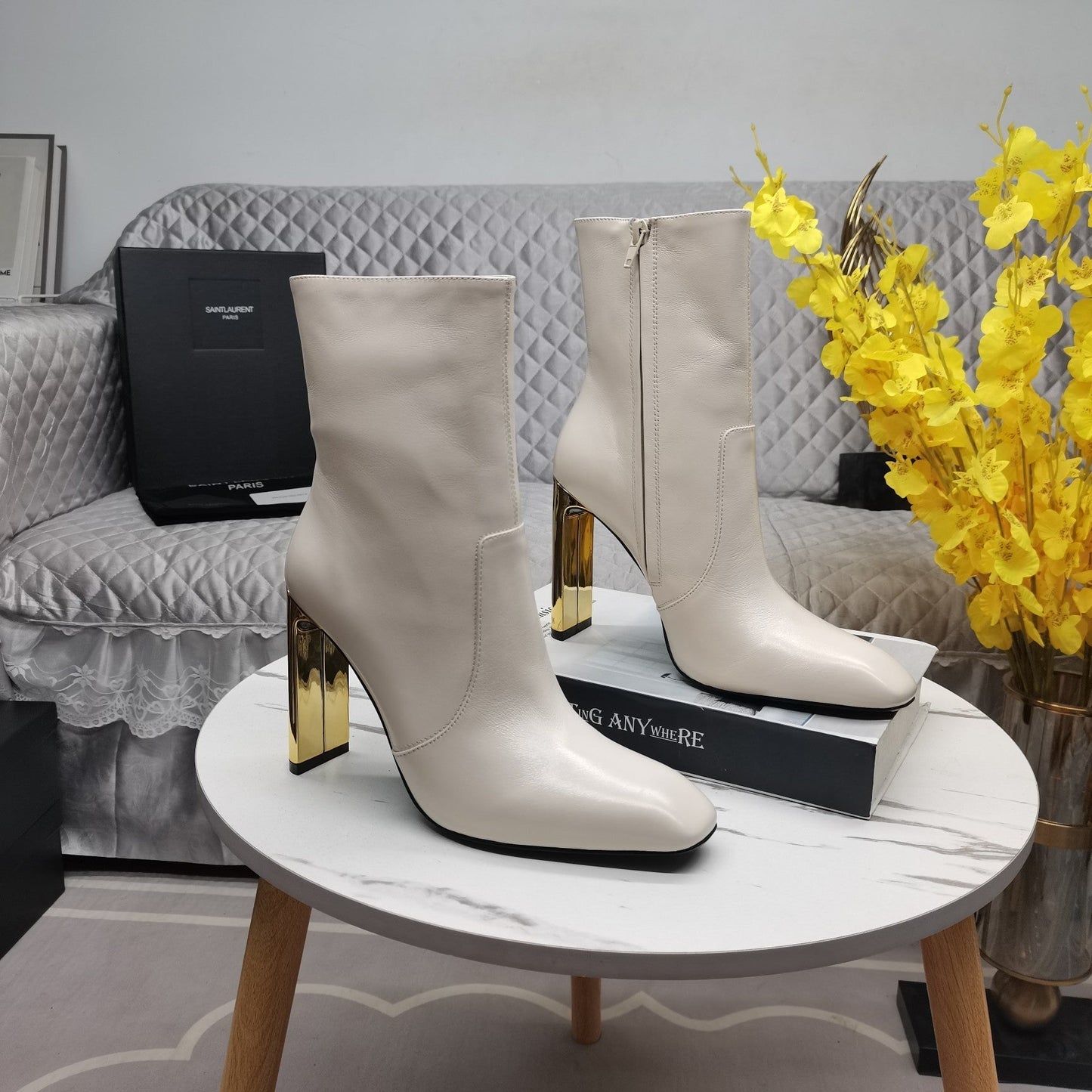 SL AUTEUIL HEELED ANKLE BOOT WHITE CALFSKIN