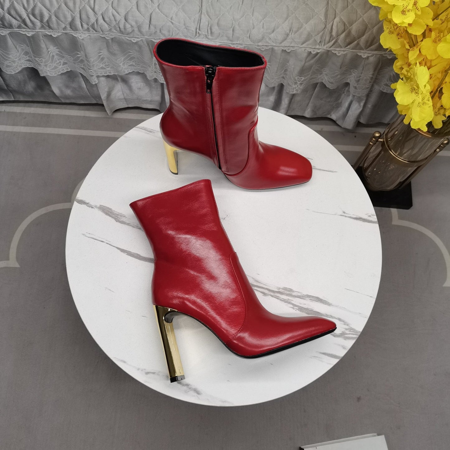 SL AUTEUIL HEELED ANKLE BOOT RED CALFSKIN