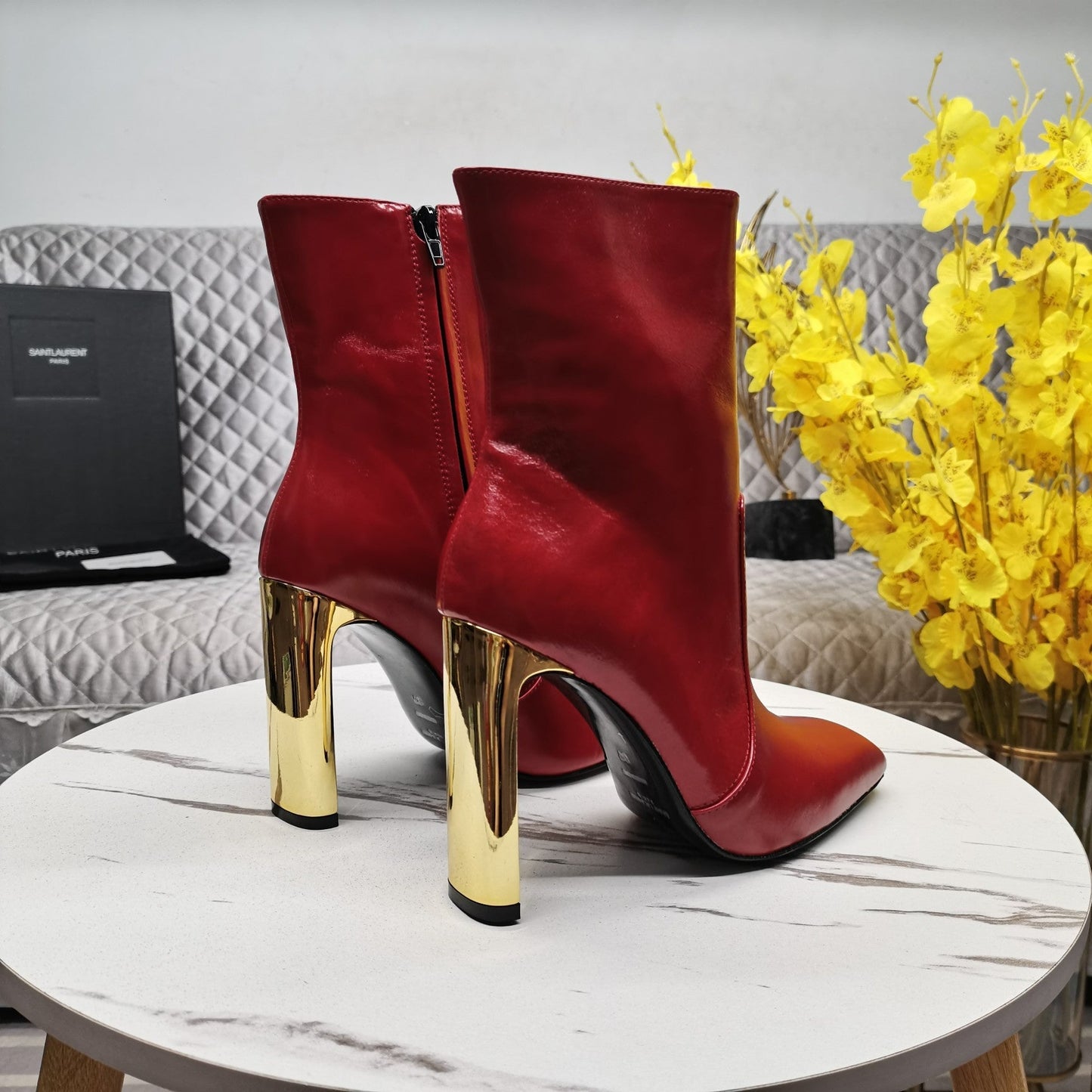 SL AUTEUIL HEELED ANKLE BOOT RED CALFSKIN