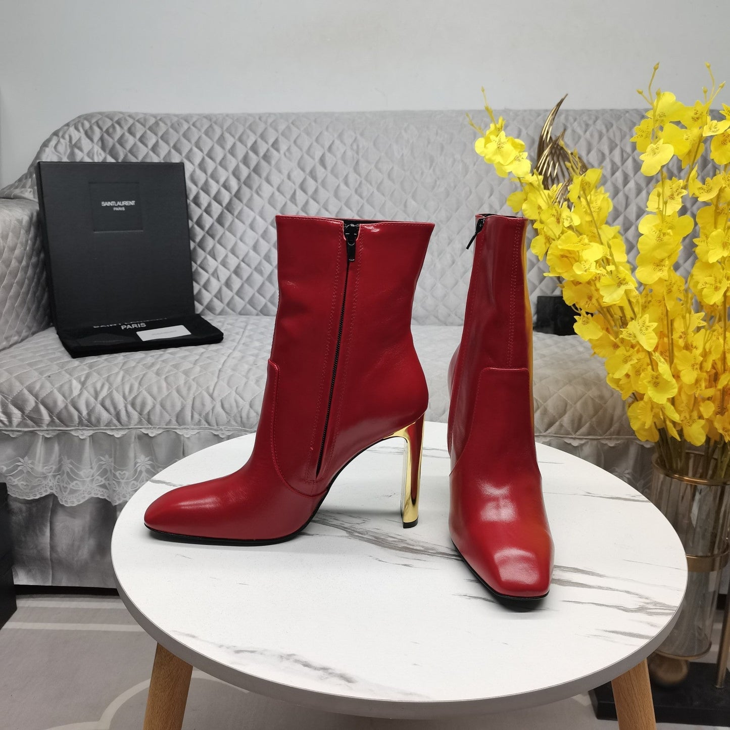 SL AUTEUIL HEELED ANKLE BOOT RED CALFSKIN