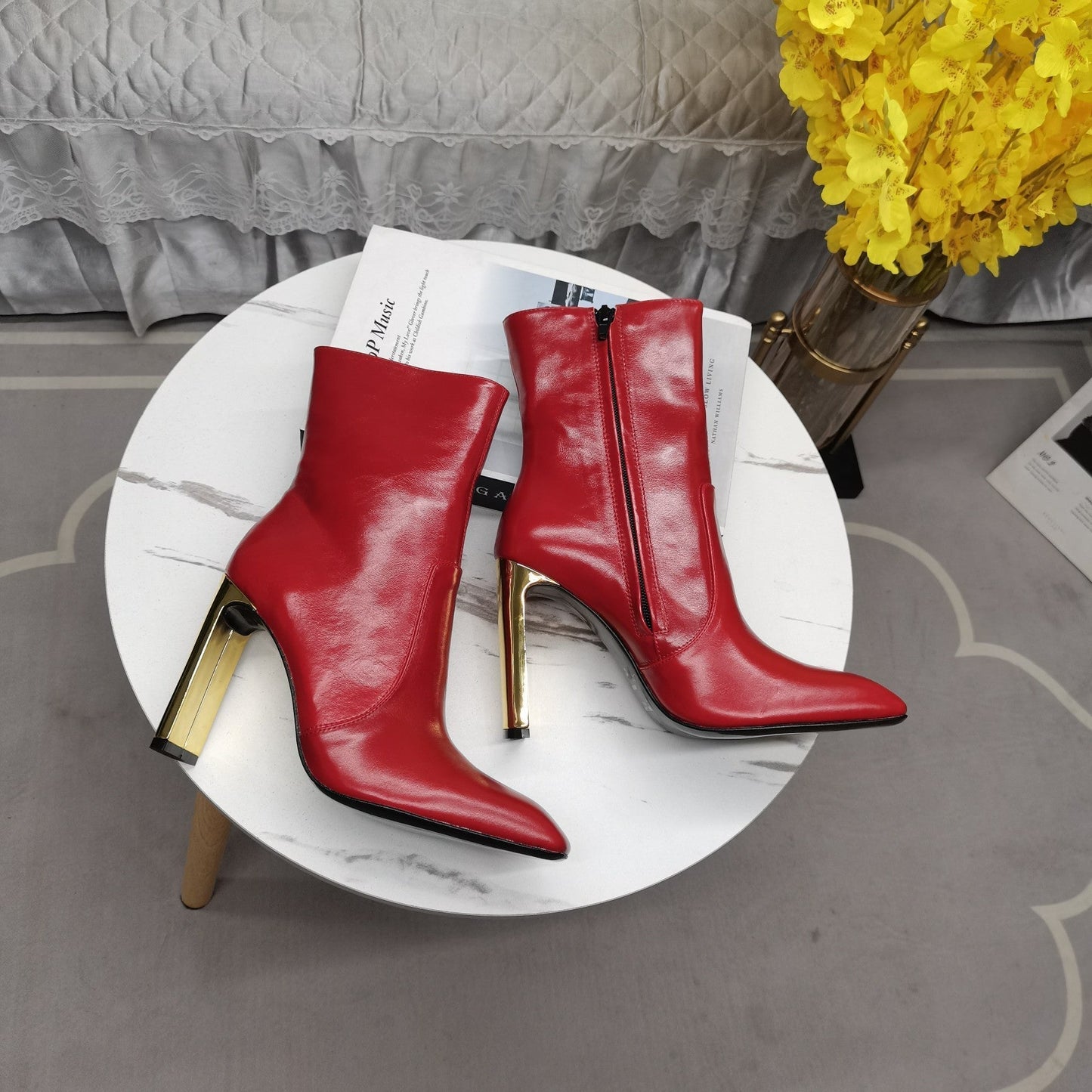 SL AUTEUIL HEELED ANKLE BOOT RED CALFSKIN