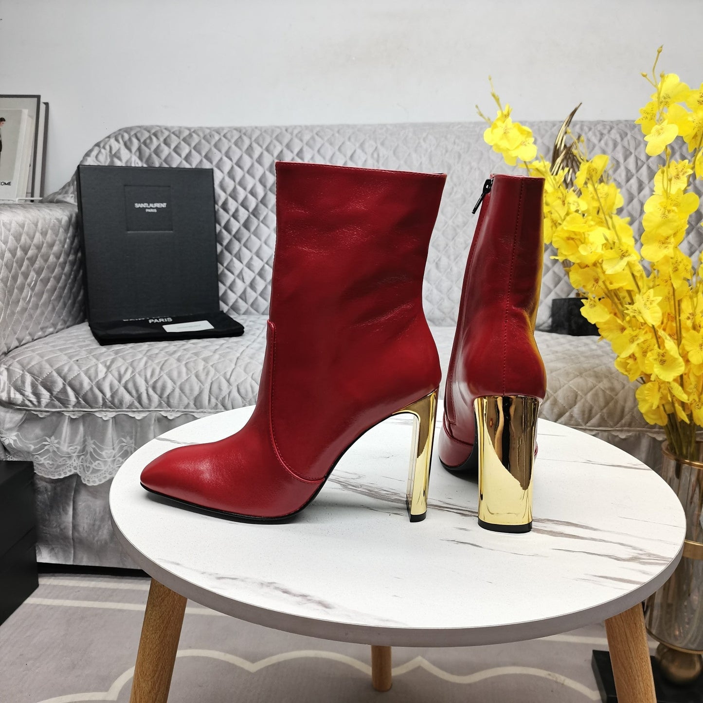 SL AUTEUIL HEELED ANKLE BOOT RED CALFSKIN