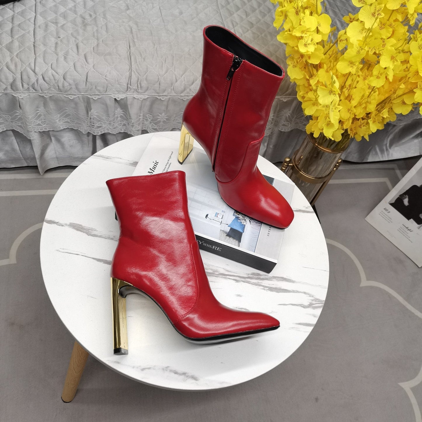 SL AUTEUIL HEELED ANKLE BOOT RED CALFSKIN