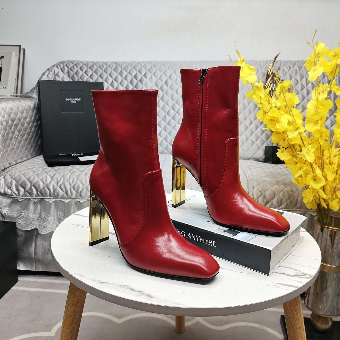 SL AUTEUIL HEELED ANKLE BOOT RED CALFSKIN