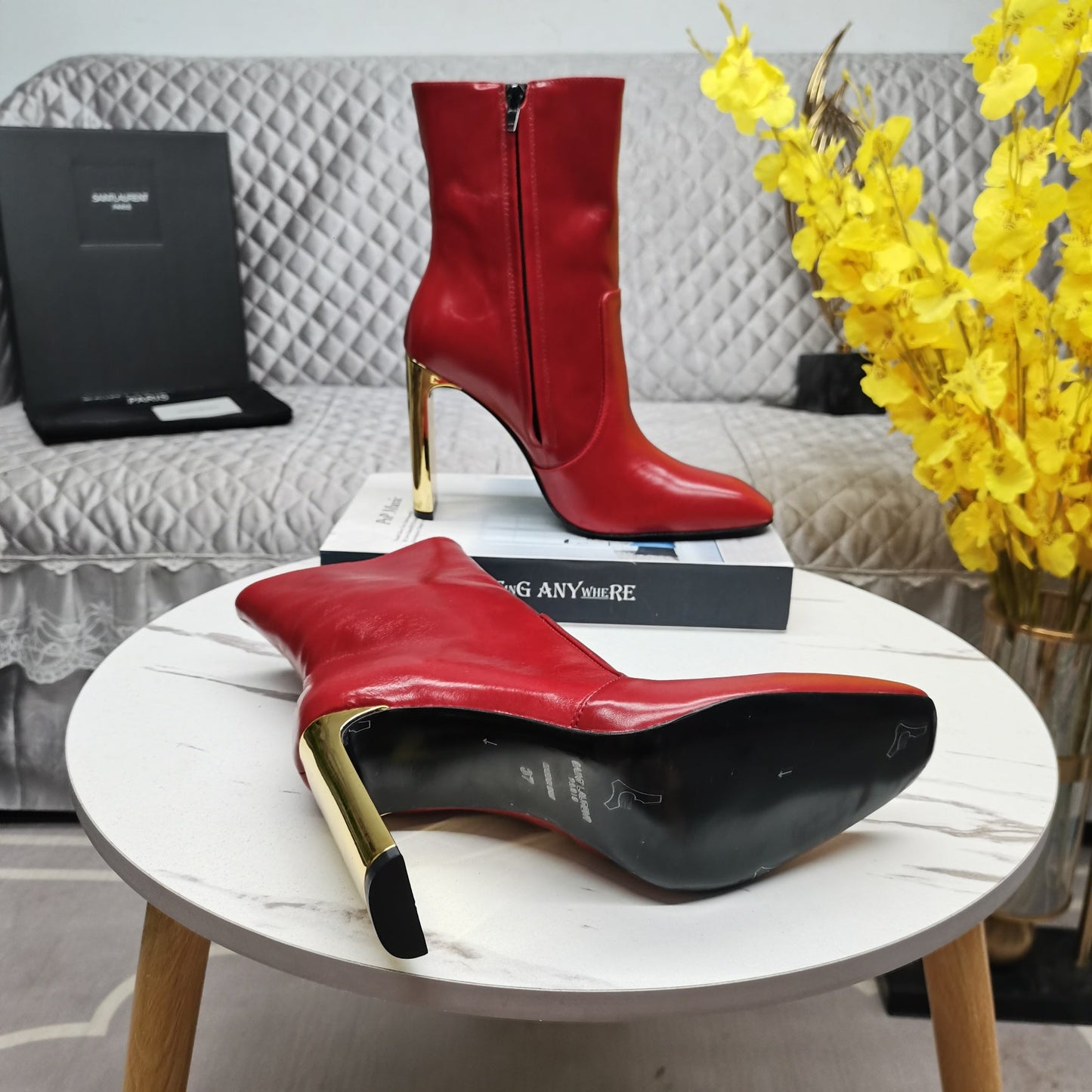 SL AUTEUIL HEELED ANKLE BOOT RED CALFSKIN