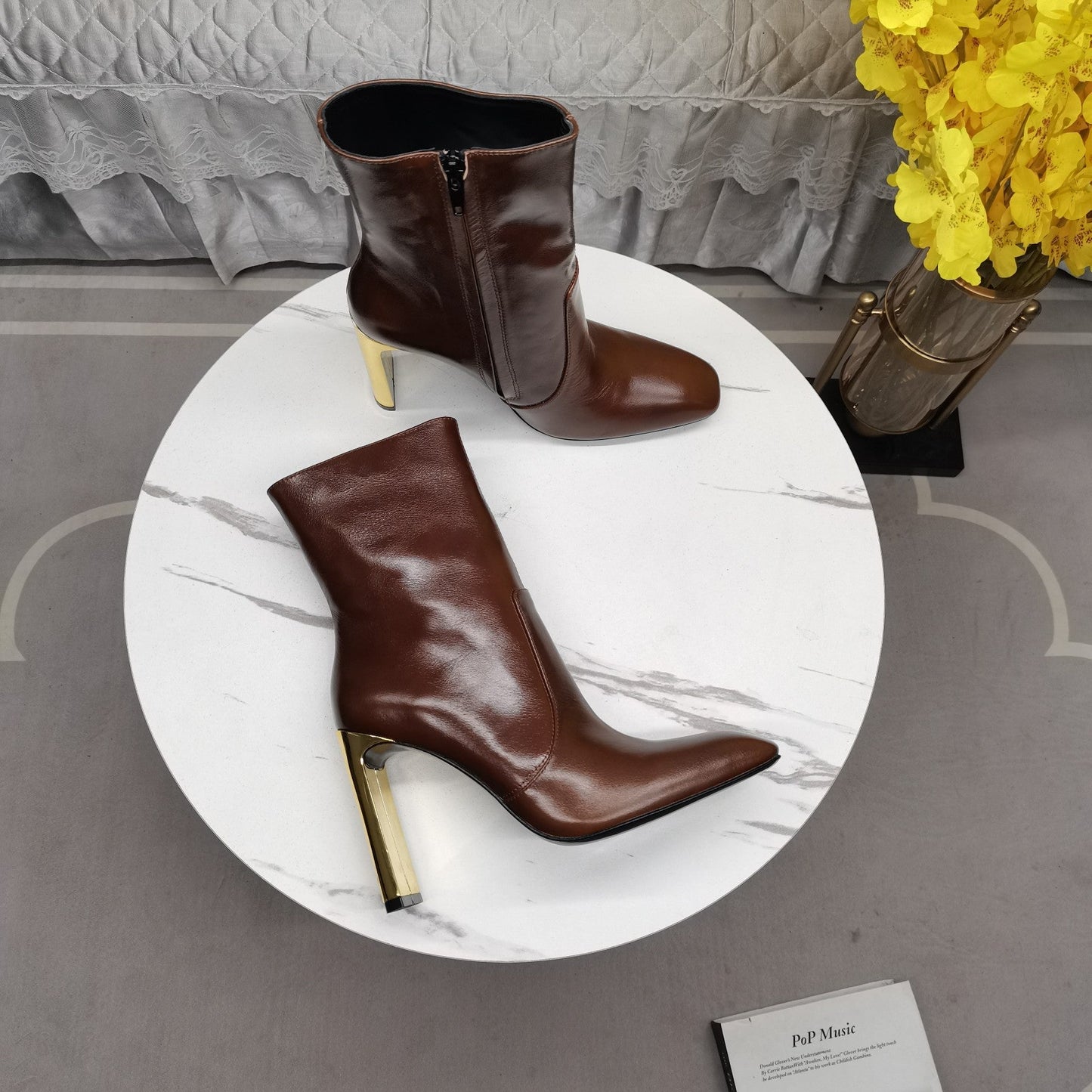 SL AUTEUIL HEELED ANKLE BOOT BROWN CALFSKIN