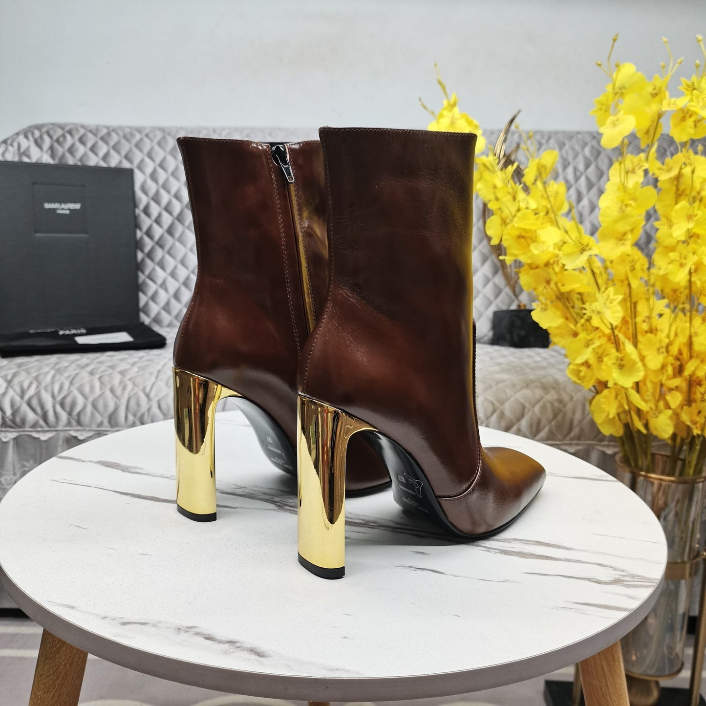 SL AUTEUIL HEELED ANKLE BOOT BROWN CALFSKIN