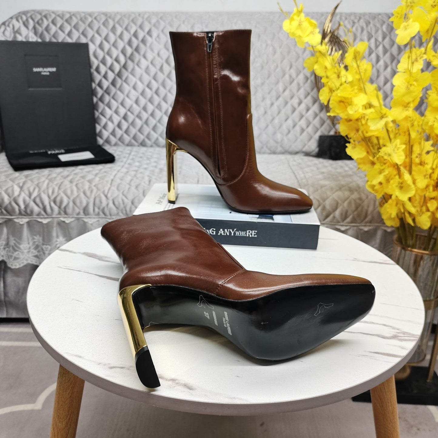 SL AUTEUIL HEELED ANKLE BOOT BROWN CALFSKIN