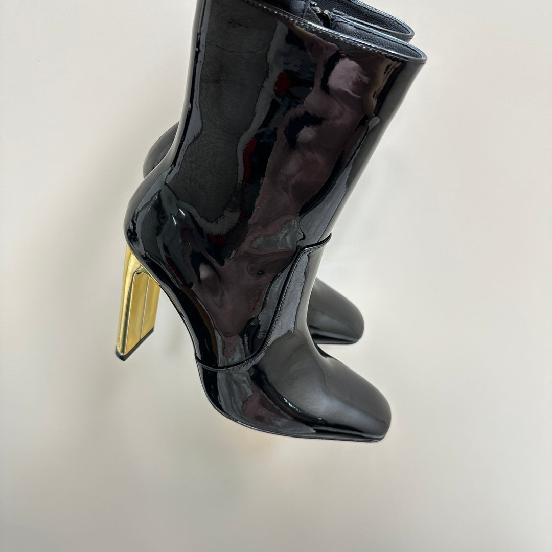 SL AUTEUIL HEELED ANKLE BOOT BLACK POLISHED CALFSKIN