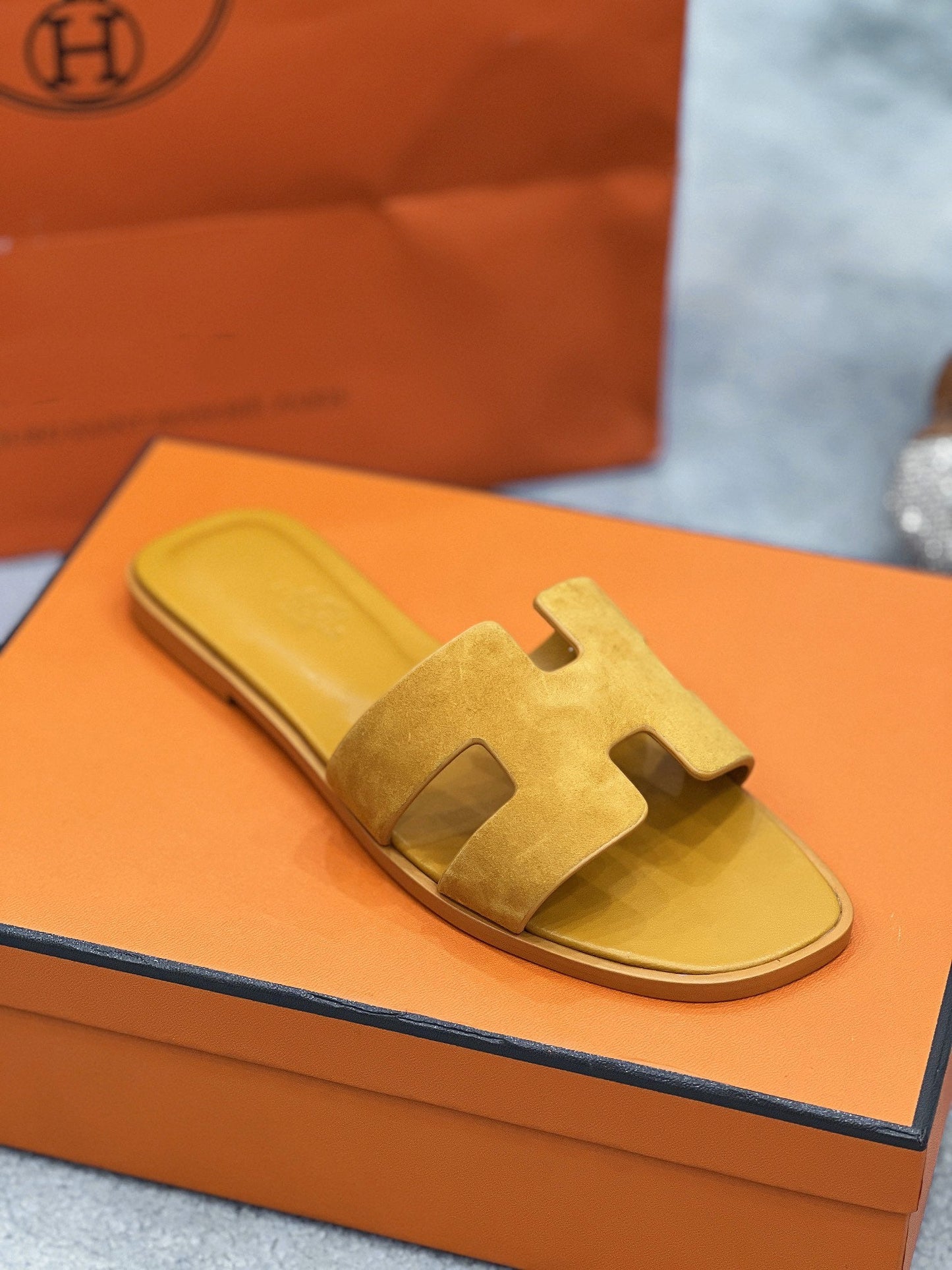 0ran sandal yellow suede goatskin