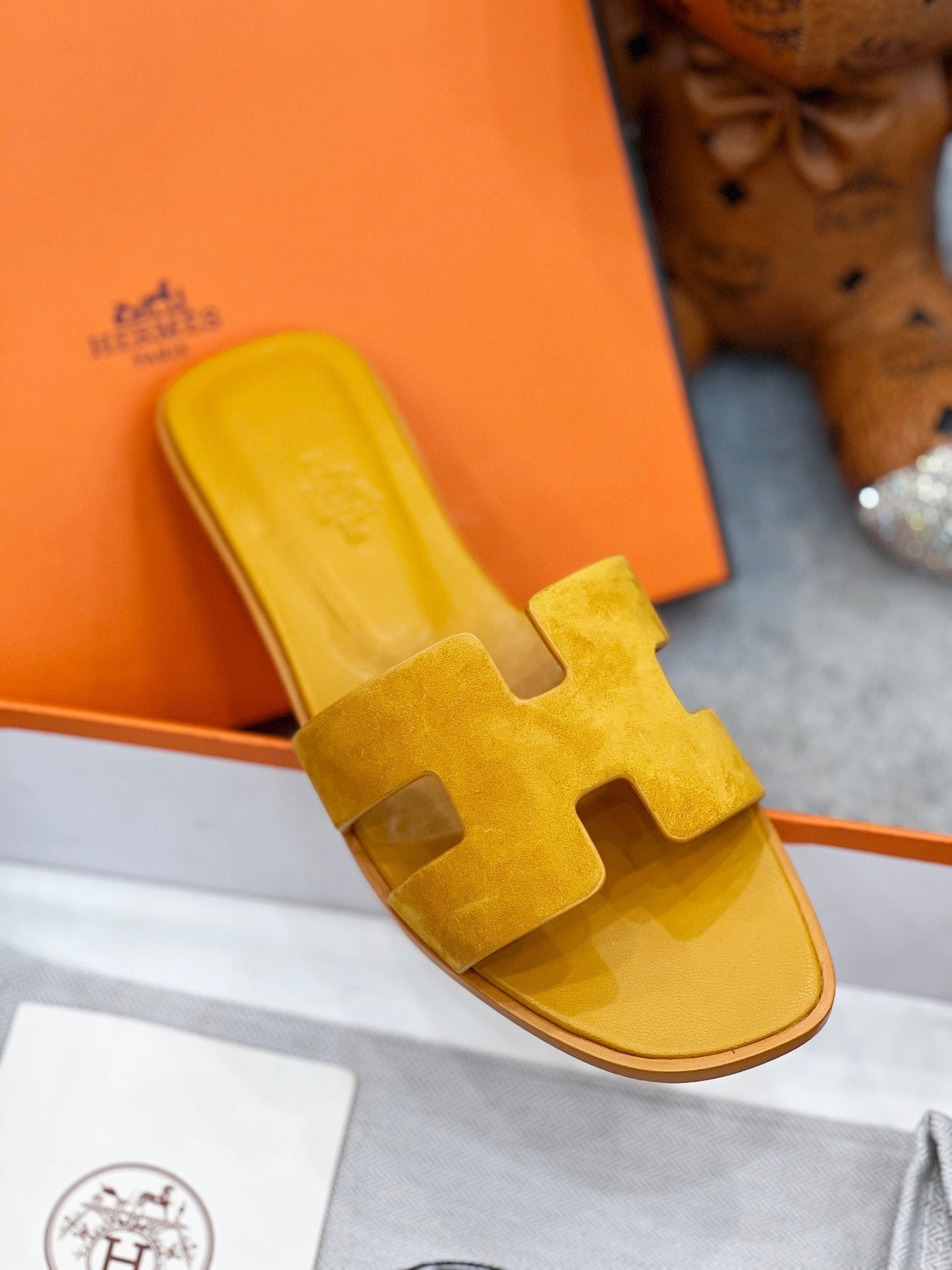 0ran sandal yellow suede goatskin