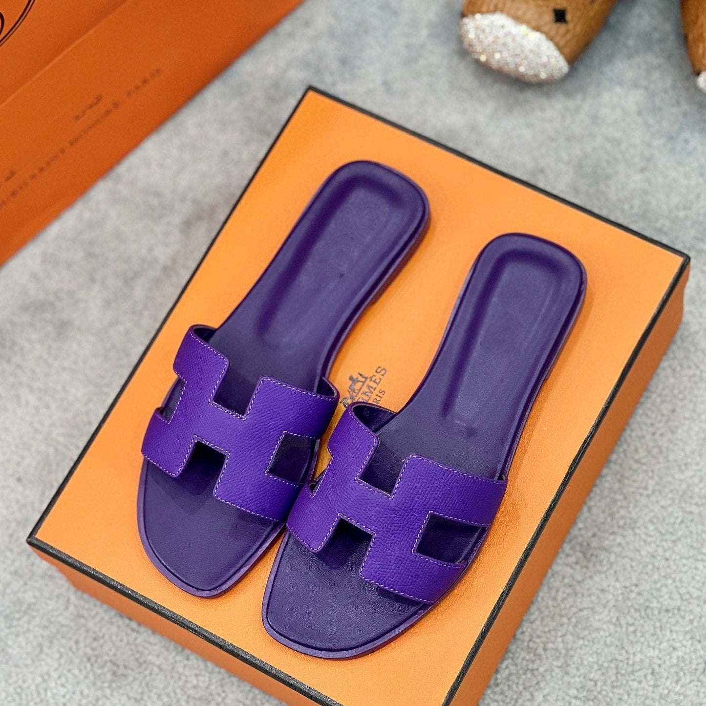 0ran sandal violet epsom goatskin