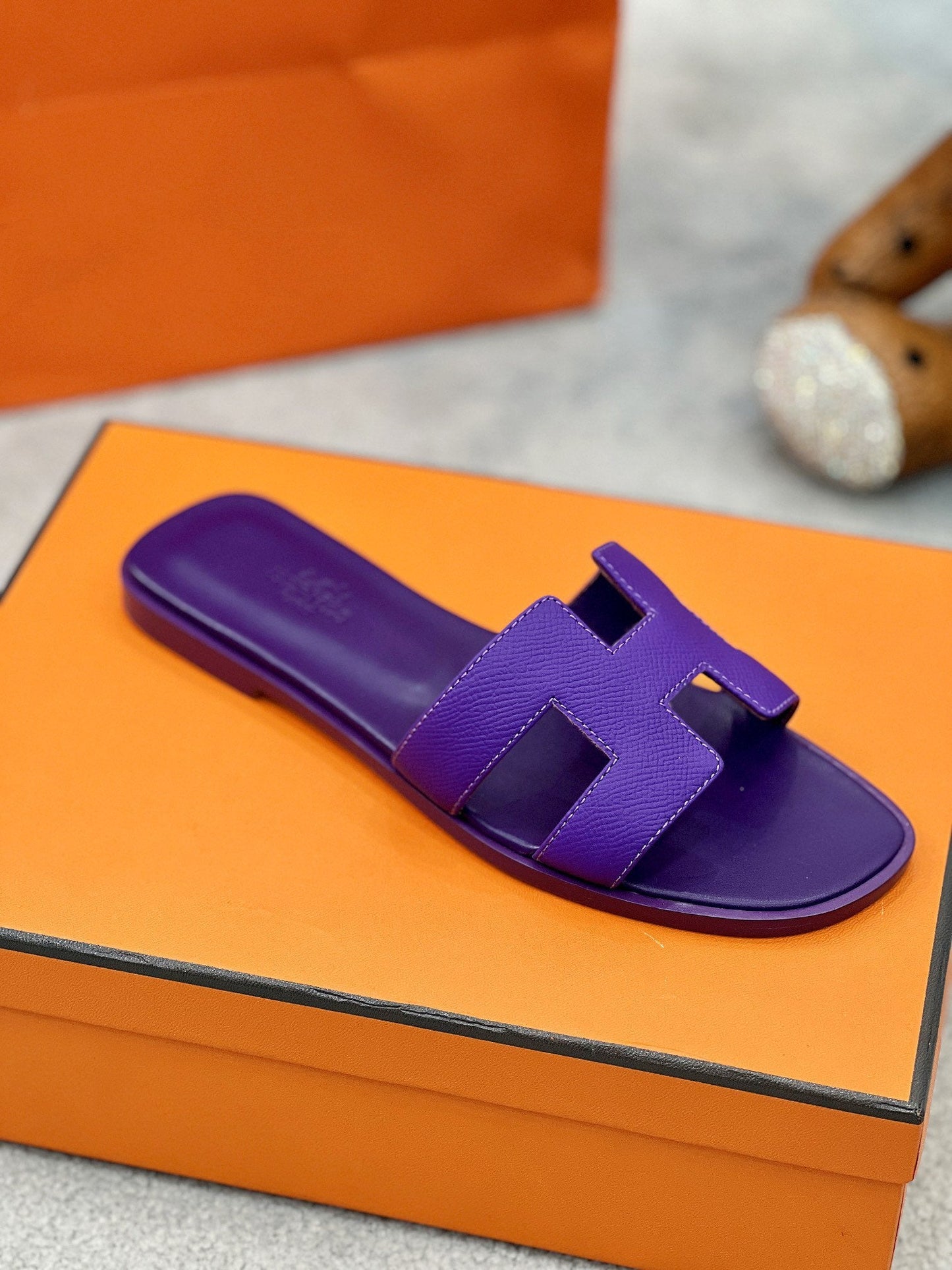 0ran sandal violet epsom goatskin