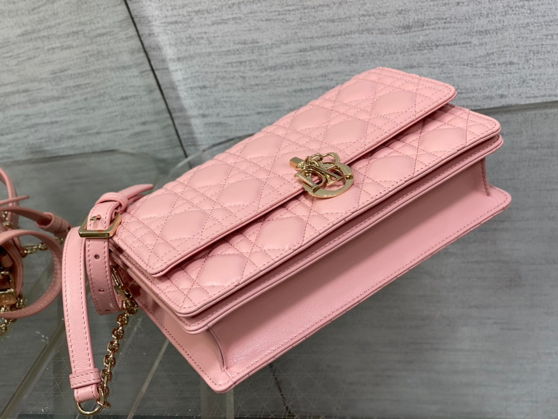 MISS CD TOP HANDLE 24CM PINK LAMBSKIN