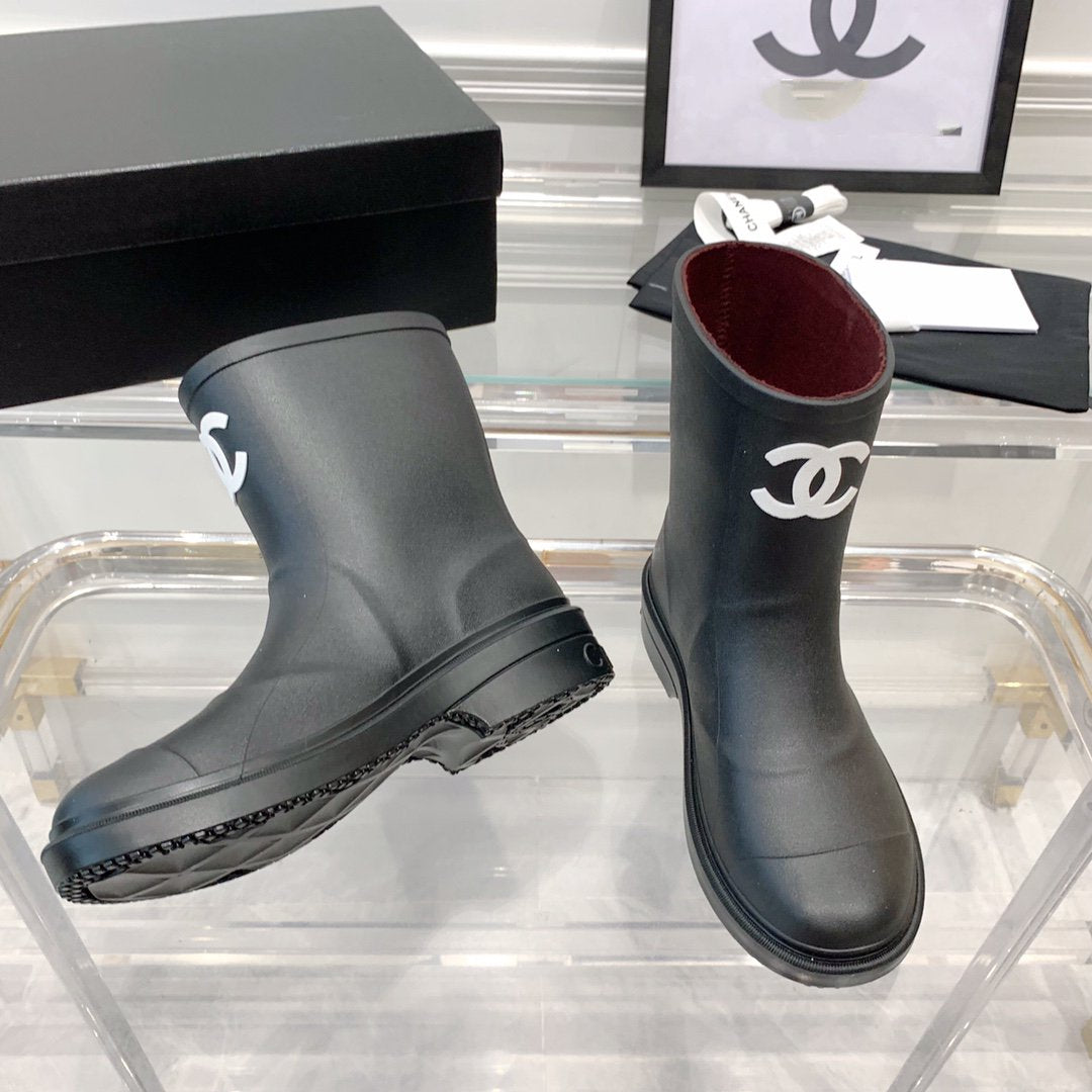 cc short black rain boot