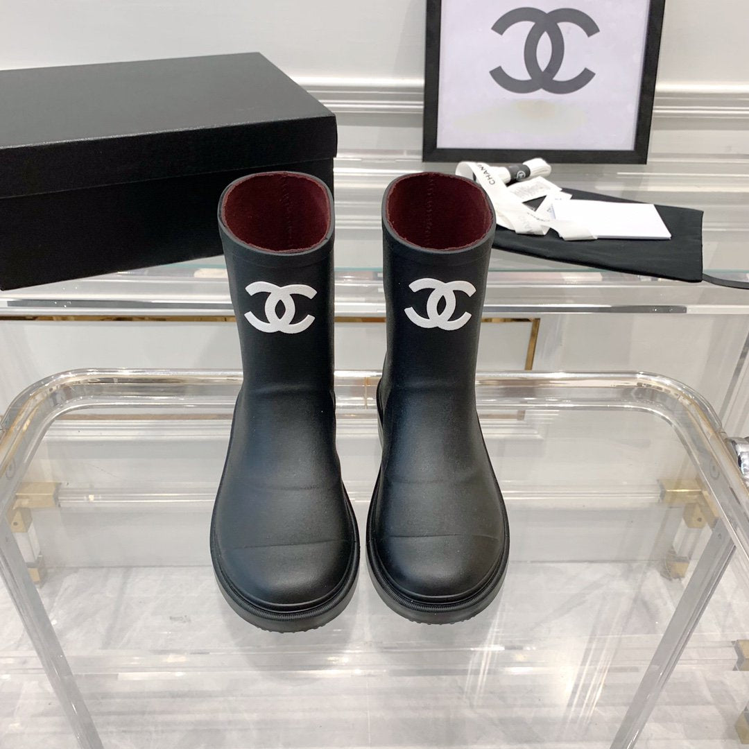 cc short black rain boot