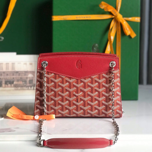 ROUETTE STRUCTURÉ MINI BAG 21 IN CLASSIC RED GOYARDINE CANVAS AND CALFSKIN