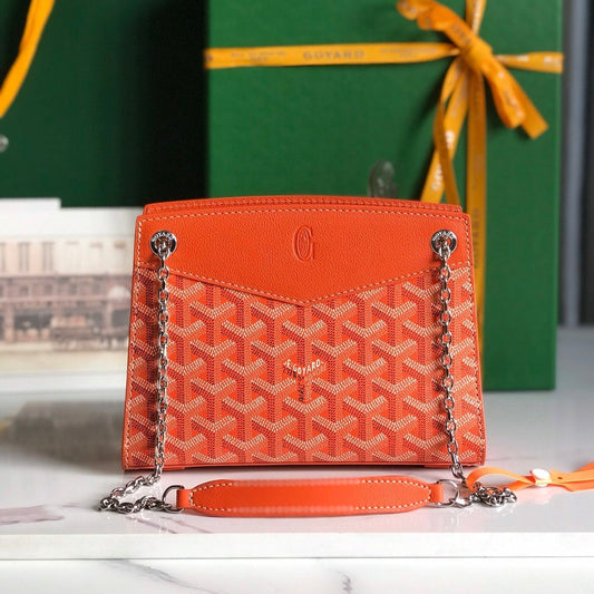 ROUETTE STRUCTURÉ MINI BAG 21 IN ORANGE GOYARDINE CANVAS AND CALFSKIN