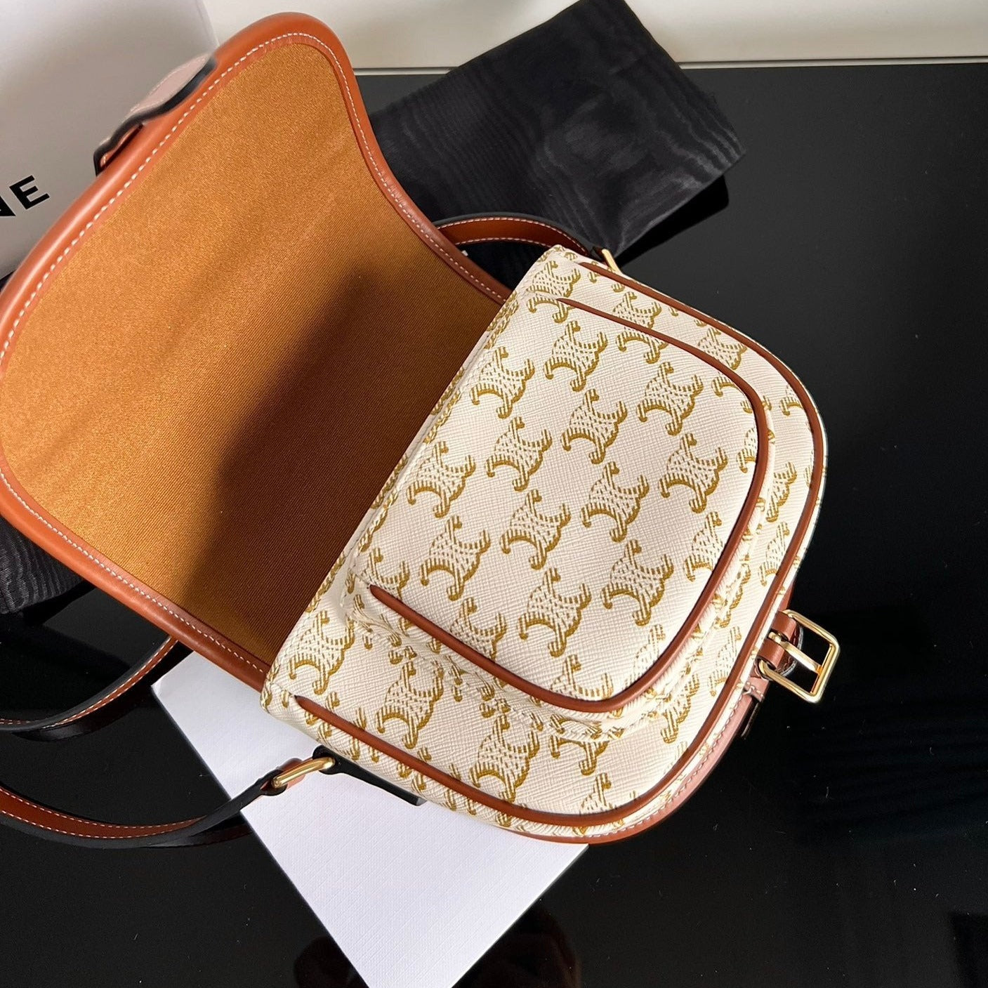 MONOGRAM SADDLE BAG 18 FABRIC WHITE