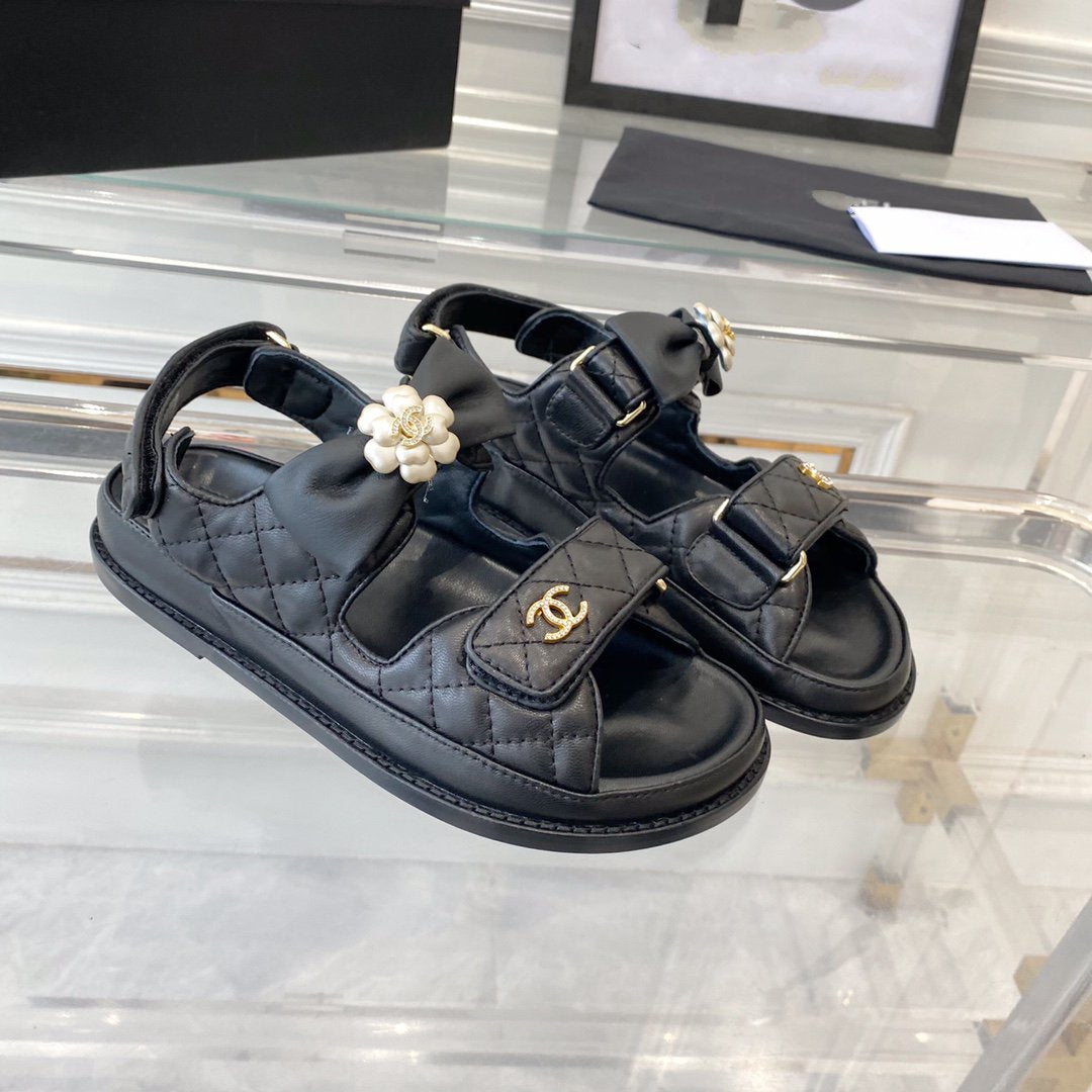 cc dad sandals black lambskin