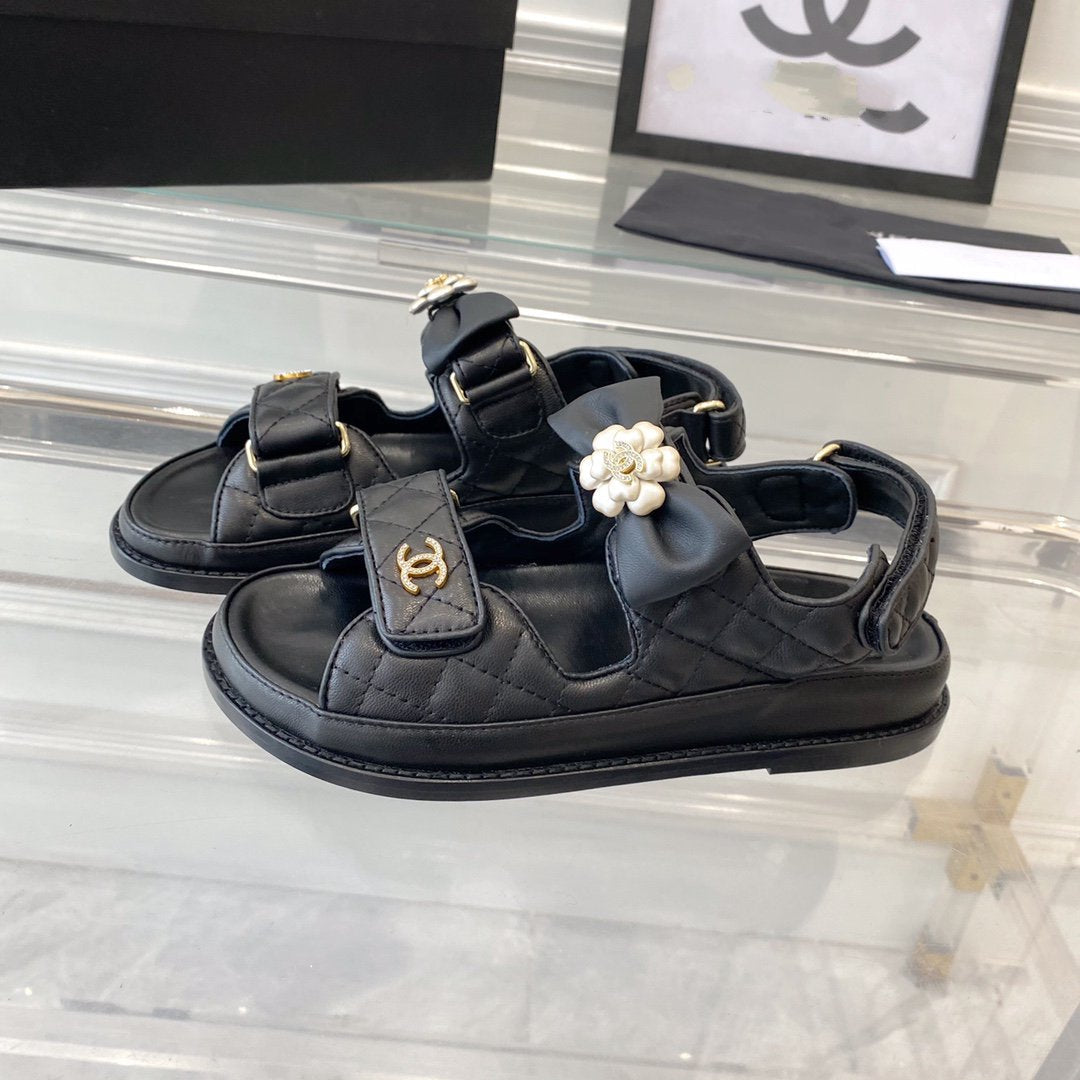 cc dad sandals black lambskin