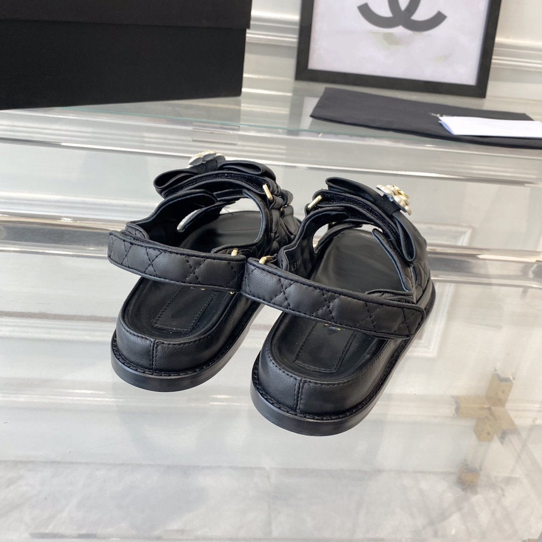 cc dad sandals black lambskin