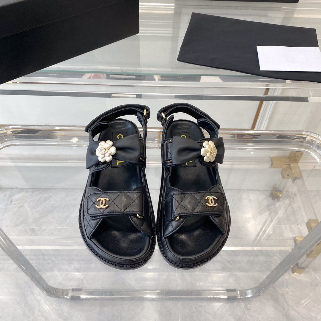 cc dad sandals black lambskin