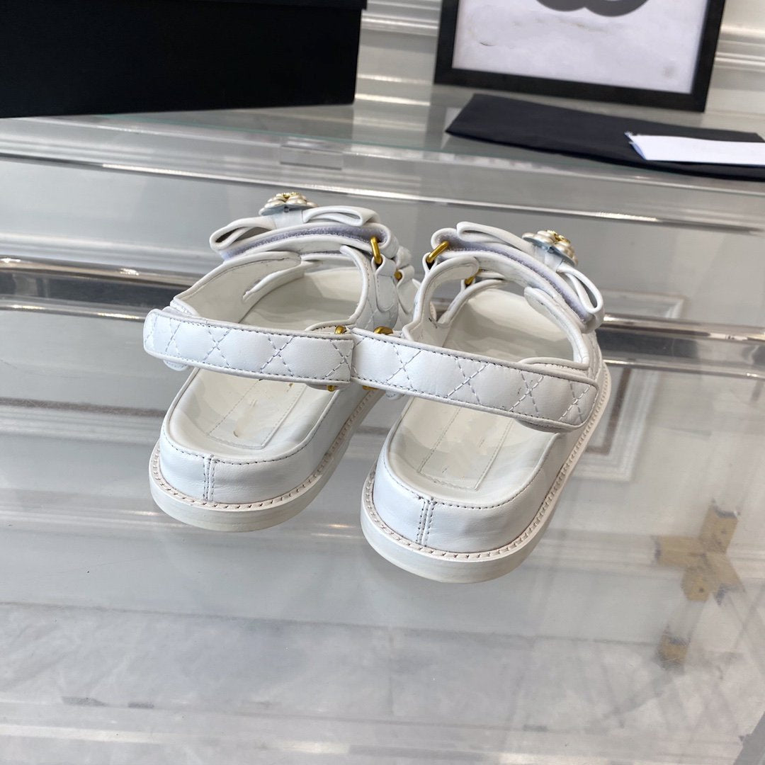 cc dad sandals white lambskin