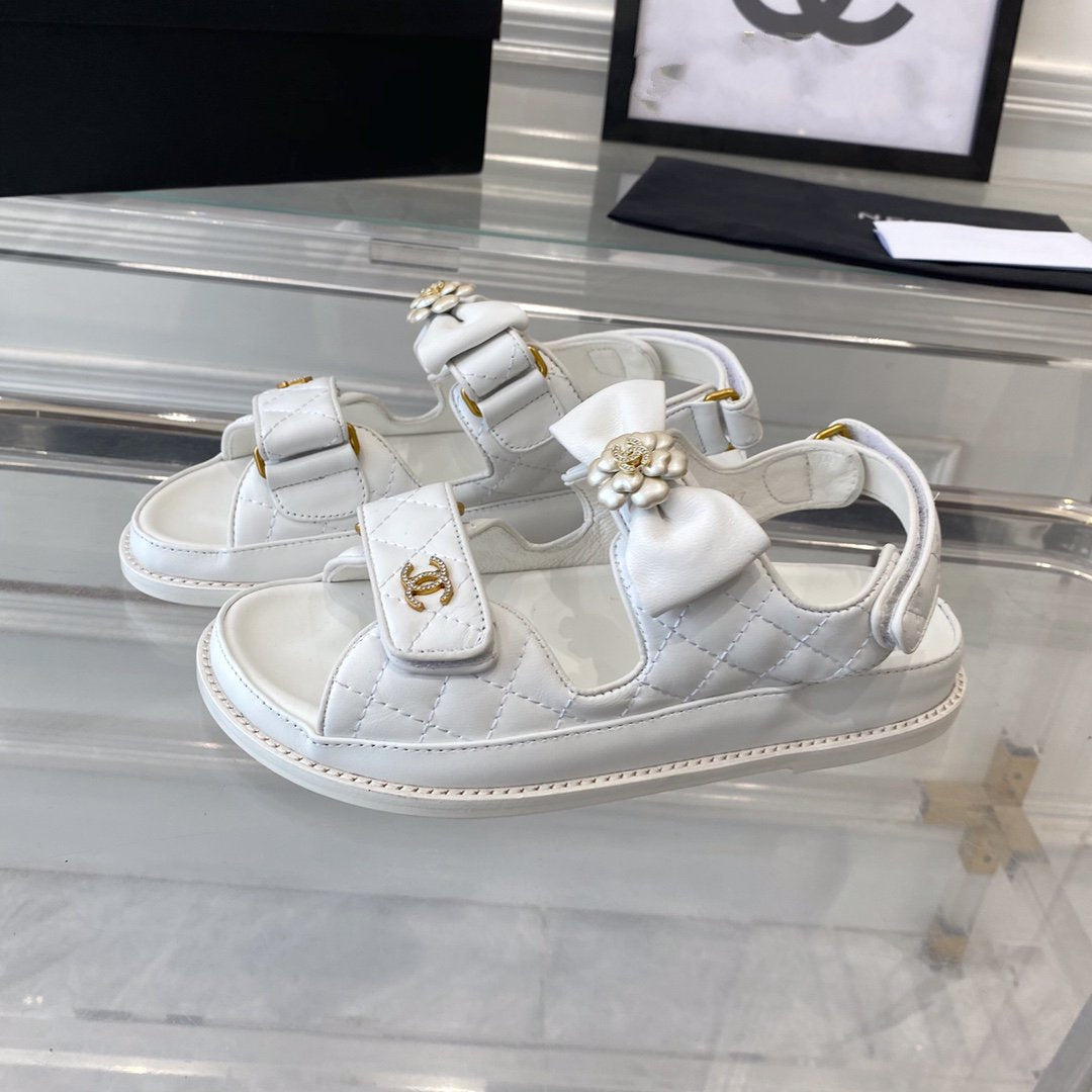 cc dad sandals white lambskin