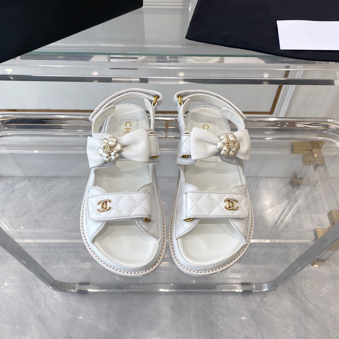 cc dad sandals white lambskin