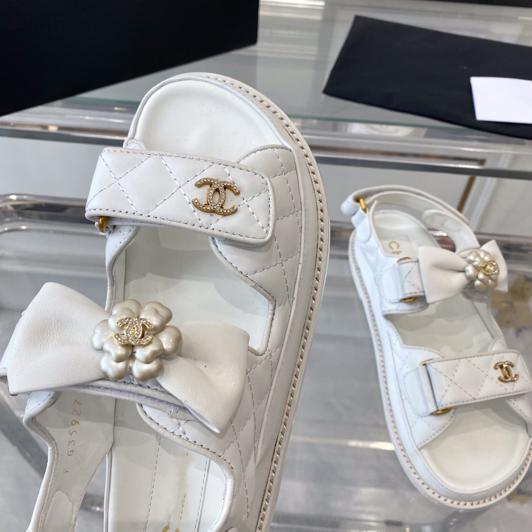 cc dad sandals white lambskin