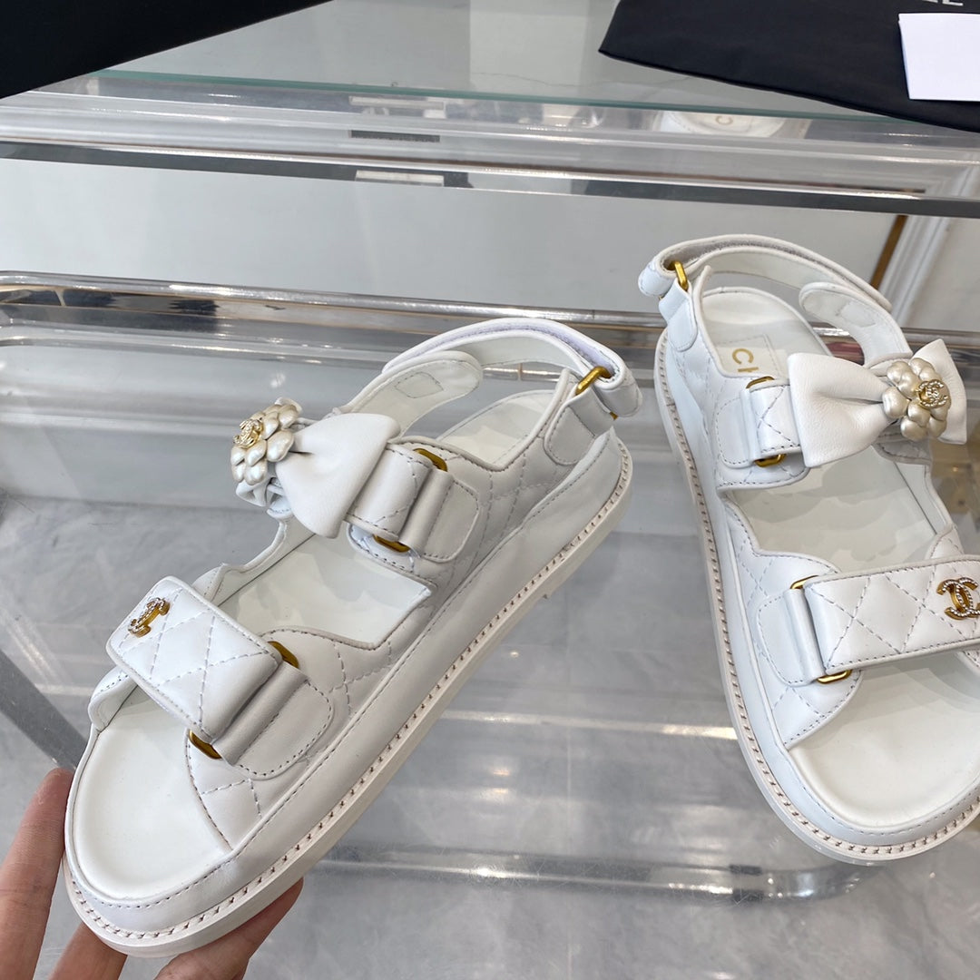 cc dad sandals white lambskin