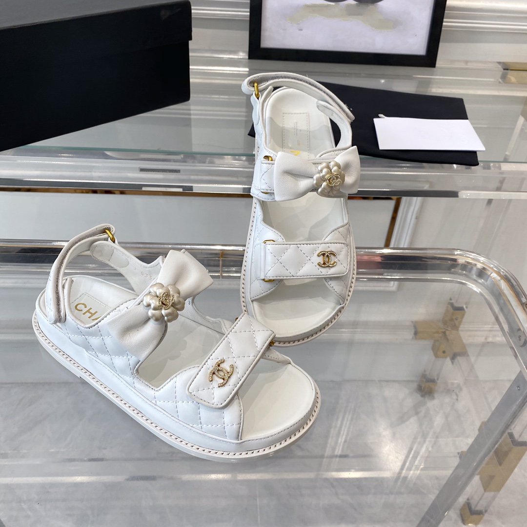 cc dad sandals white lambskin