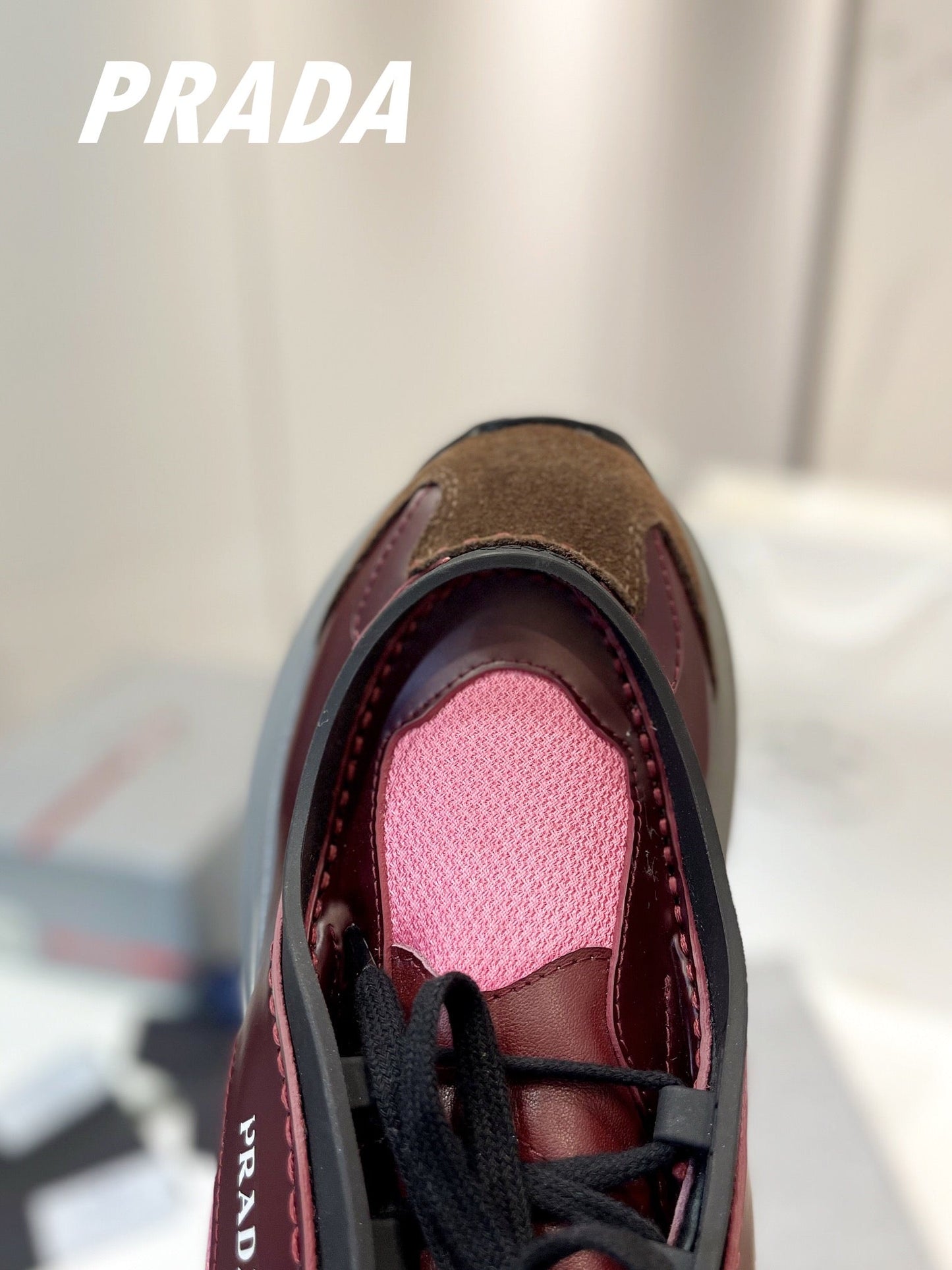 PRA SYSTEME BRUSHED SNEAKERS WINE AND PINK CALFSKIN