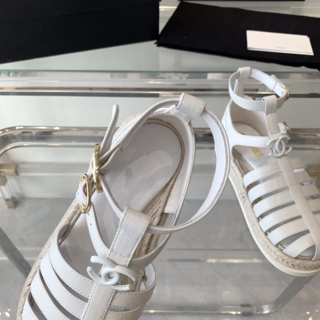 cc medium roman sandals white lambskin