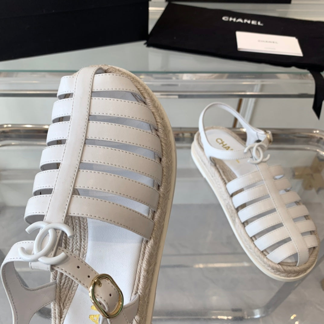 cc roman sandals white lambskin